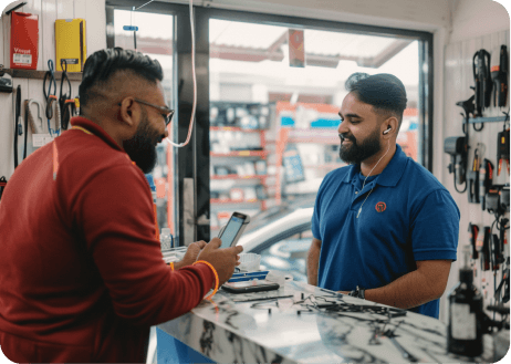 Happy customers at service center